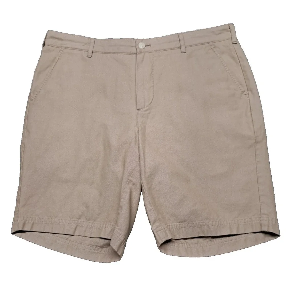 J. Hilburn Shorts Mens 34 W Khaki Chino Flat Front European Fit Oxford Golf Work